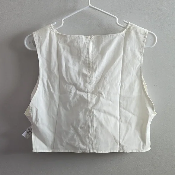 White Reformation Crop Cotton Tank Top Shirt Size 8 - Picture 4 of 8
